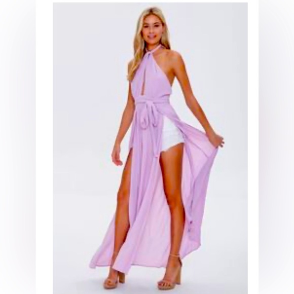 Forever 21 Dresses & Skirts - Forever 21 Crinkled Cut Out M Slit Maxi Dress, SM